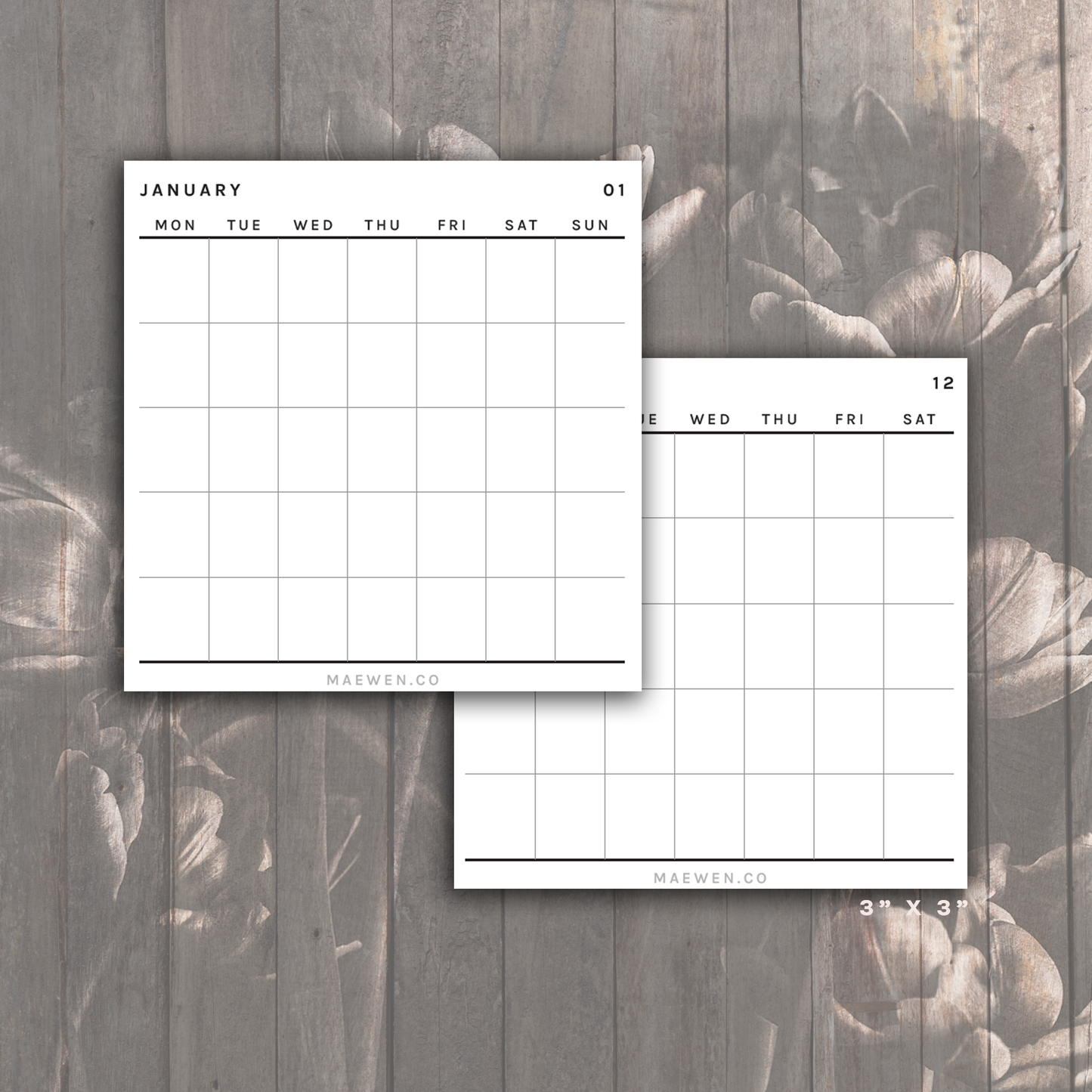 Undated Monthly Sticky Notes