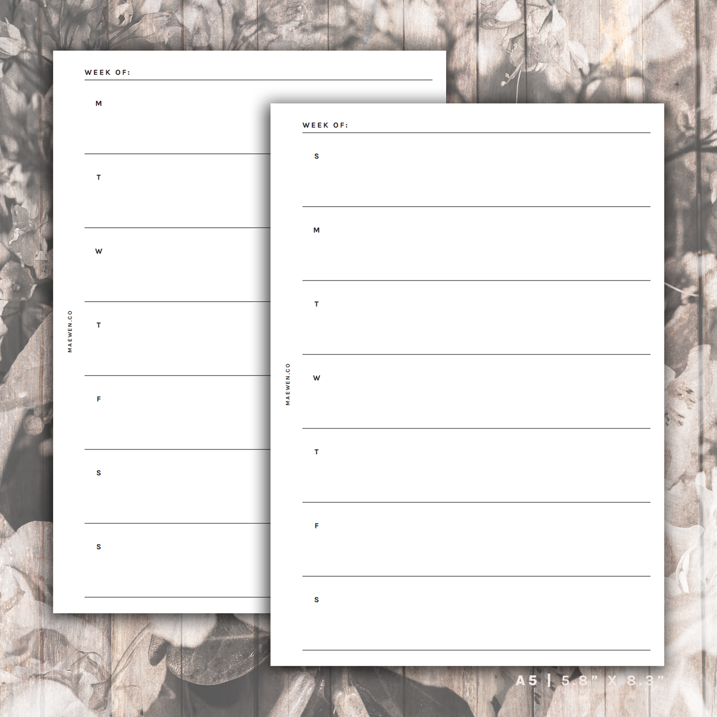 Simple Wo1P - Week on 1 Page