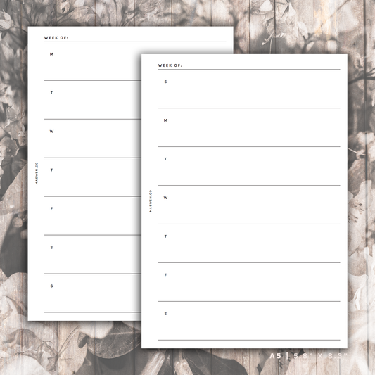 Simple Wo1P - Week on 1 Page