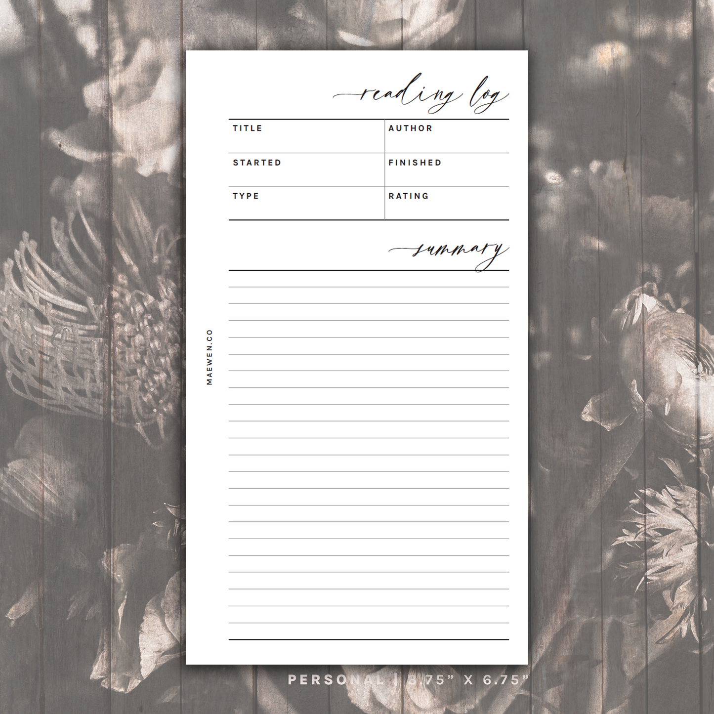 Reading Log with Summary