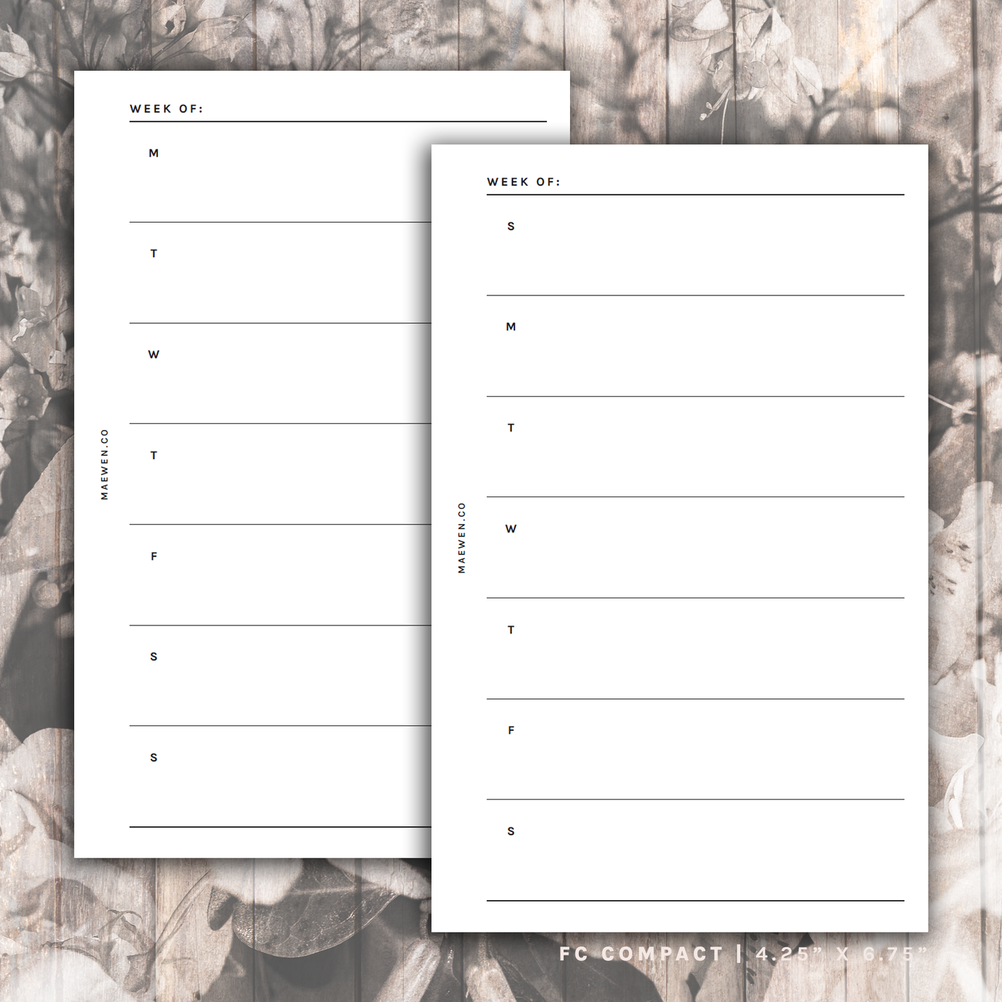 Simple Wo1P - Week on 1 Page